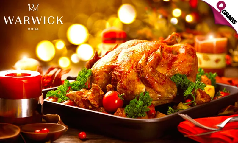 Roast Turkey Take Away Package + Mediterranean Saturday Dinner Buffet for TWO at Warwick Doha Hotel!